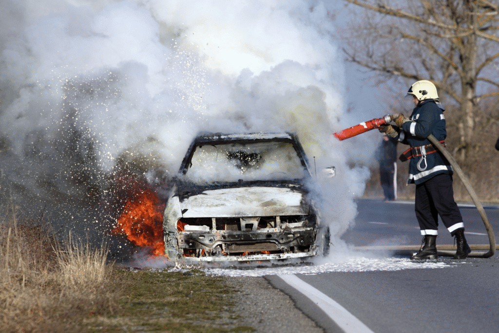 carro pegou fogo
